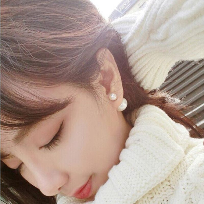 디올 더블 진주 귀걸이