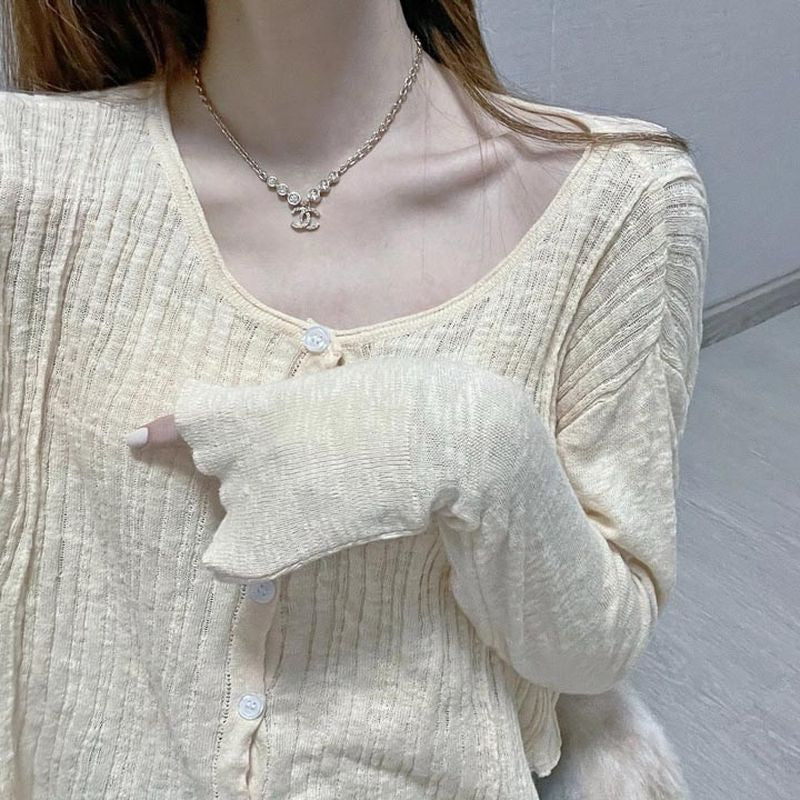 C CC 로고 크리스탈 목걸이