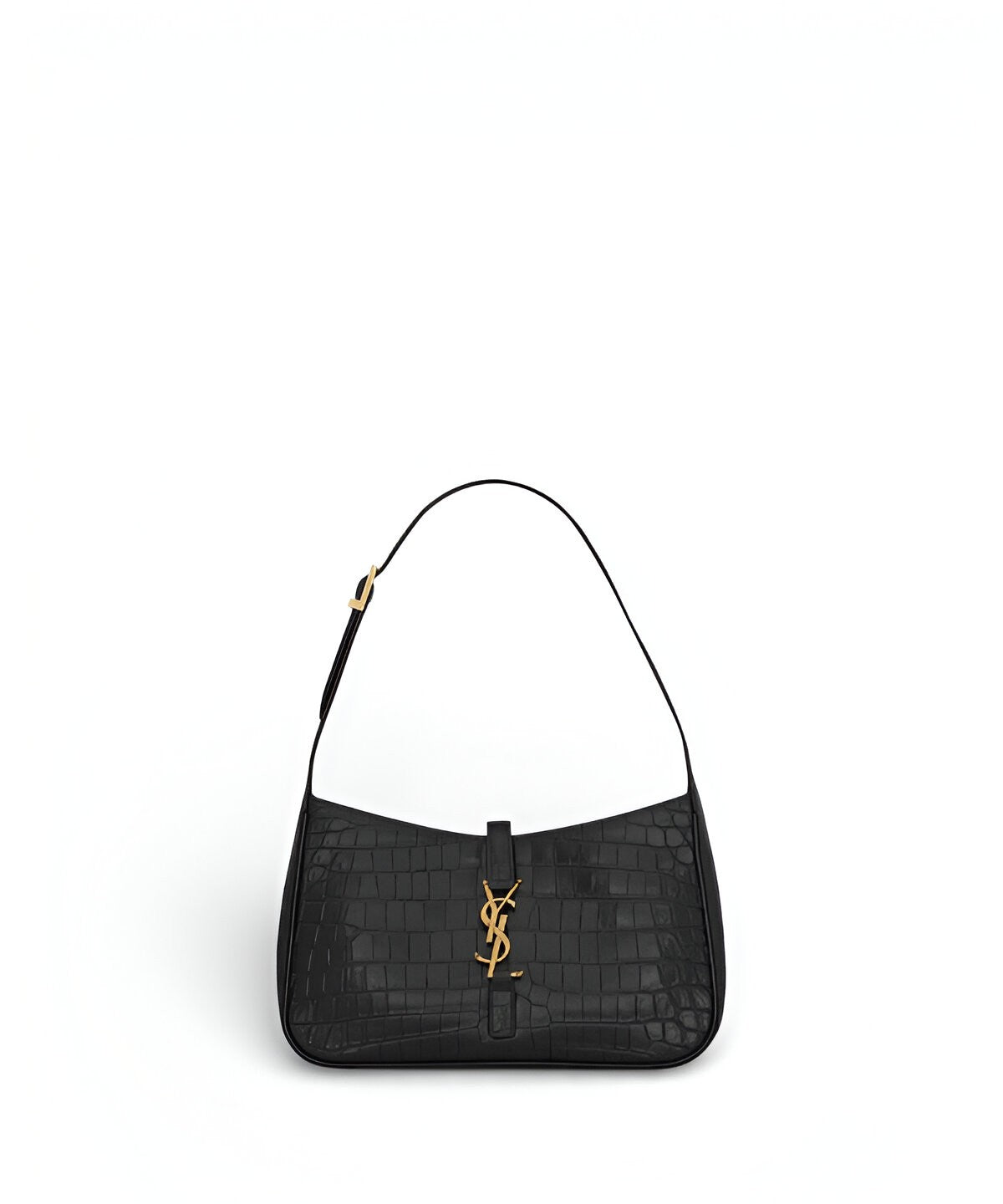 생로랑 크로커다일 LE 5 À 7 호보 백 YSL 로고 크로커 엠보싱 송아지 가죽 미니 숄더백