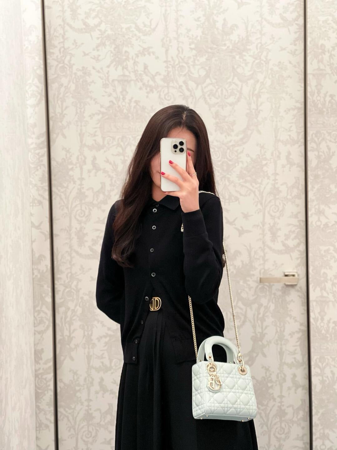 디올 레이디백 미니 (화이트)
