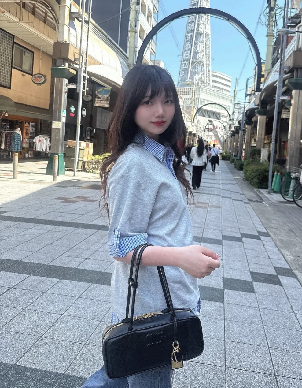 미우미우 가죽 보 백 스몰
