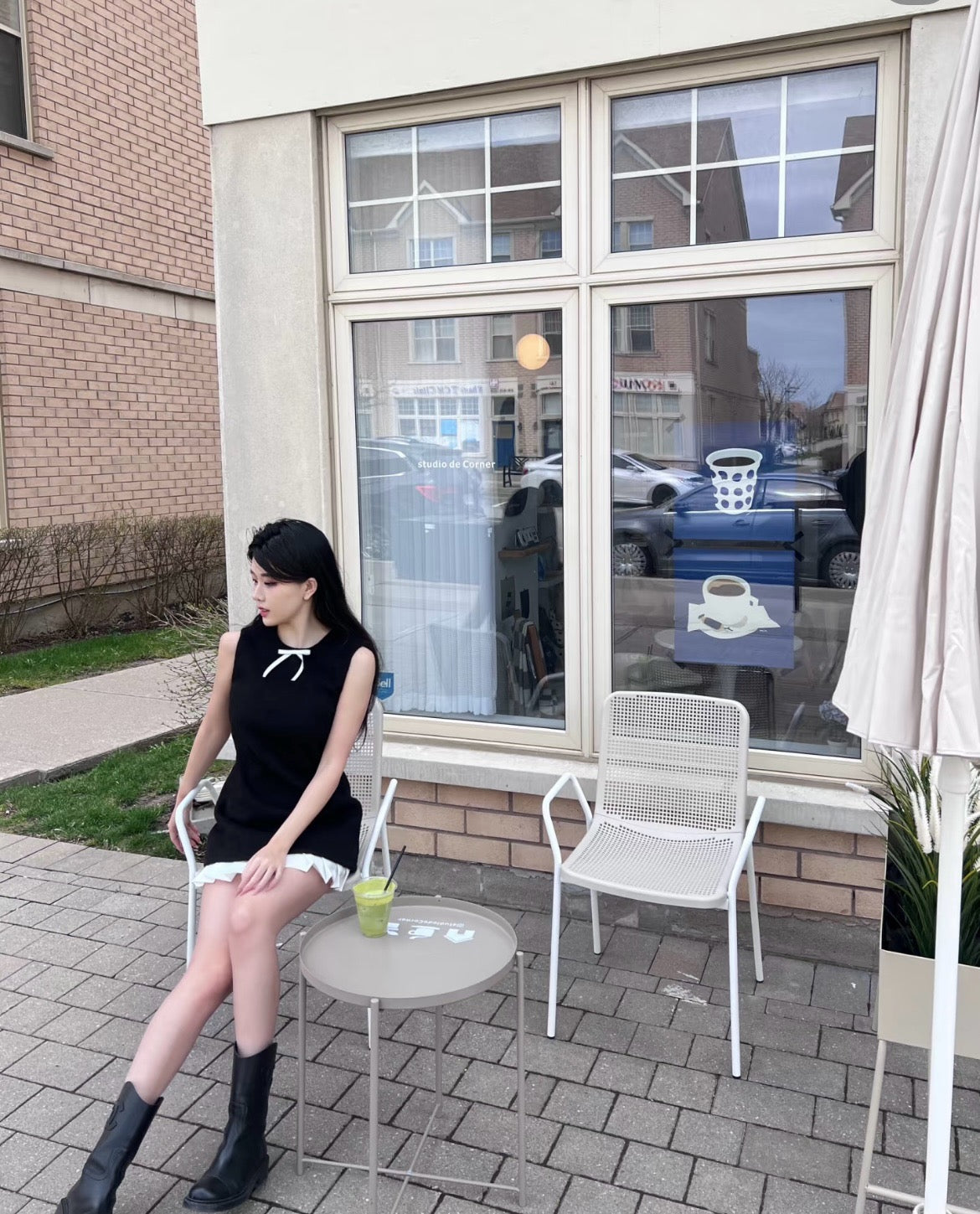 C 레더 미들 부츠