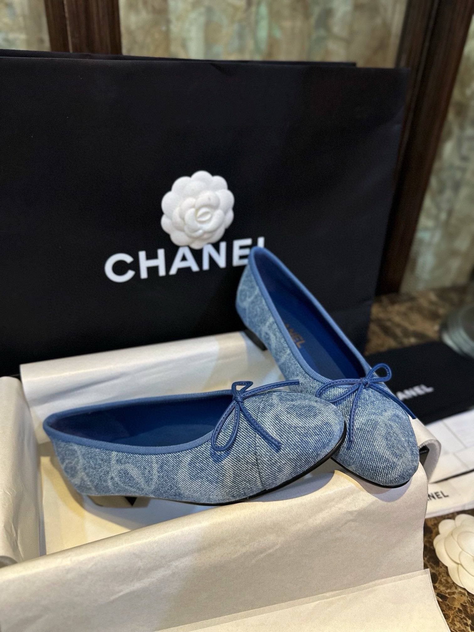 C 데님 발레리나 플랫