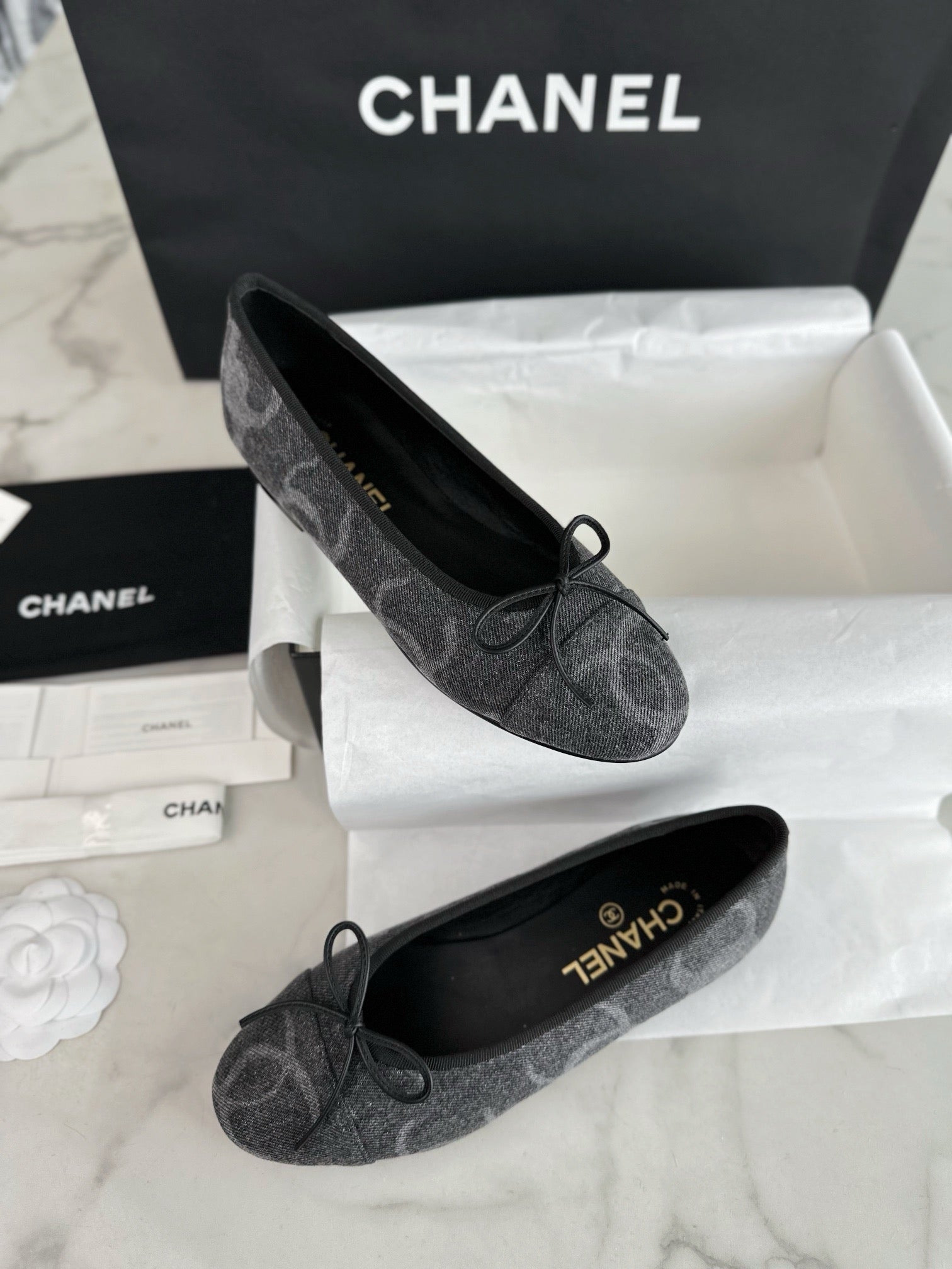 C 데님 발레리나 플랫
