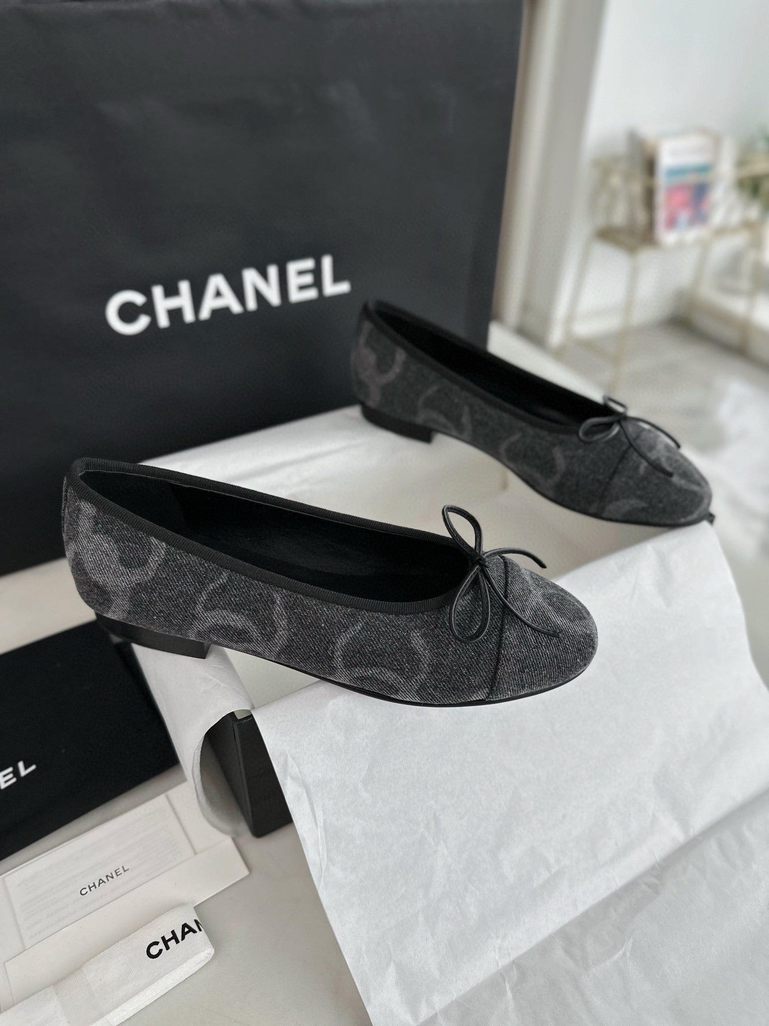 C 데님 발레리나 플랫