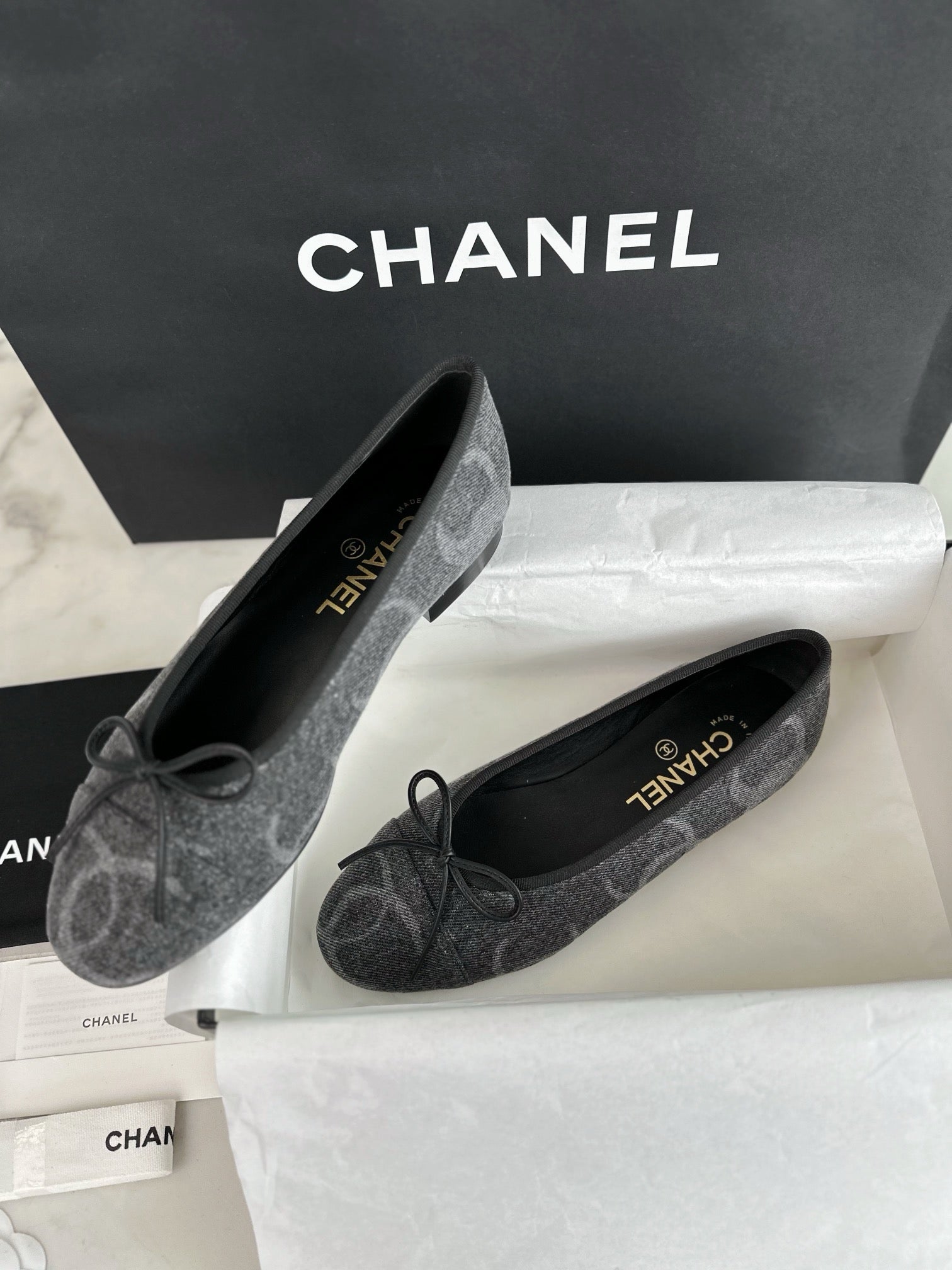 C 데님 발레리나 플랫