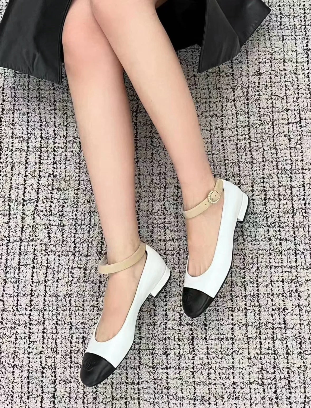 C 펄 디테일 메리제인 플랫