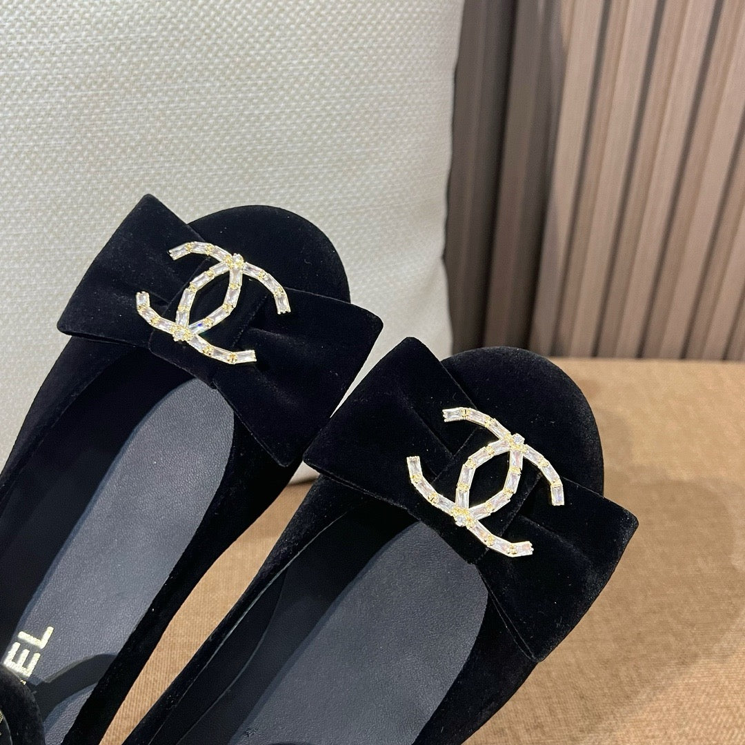 C CC 리본 벨벳 메리제인