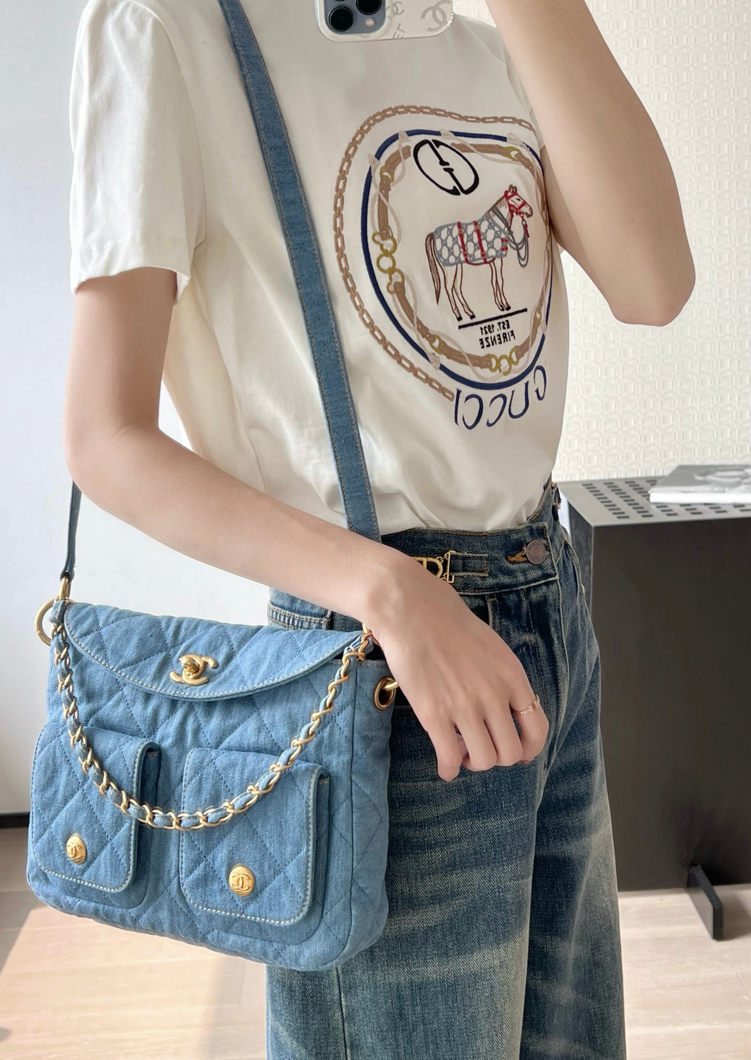 C 더블 포켓 호보백 스몰