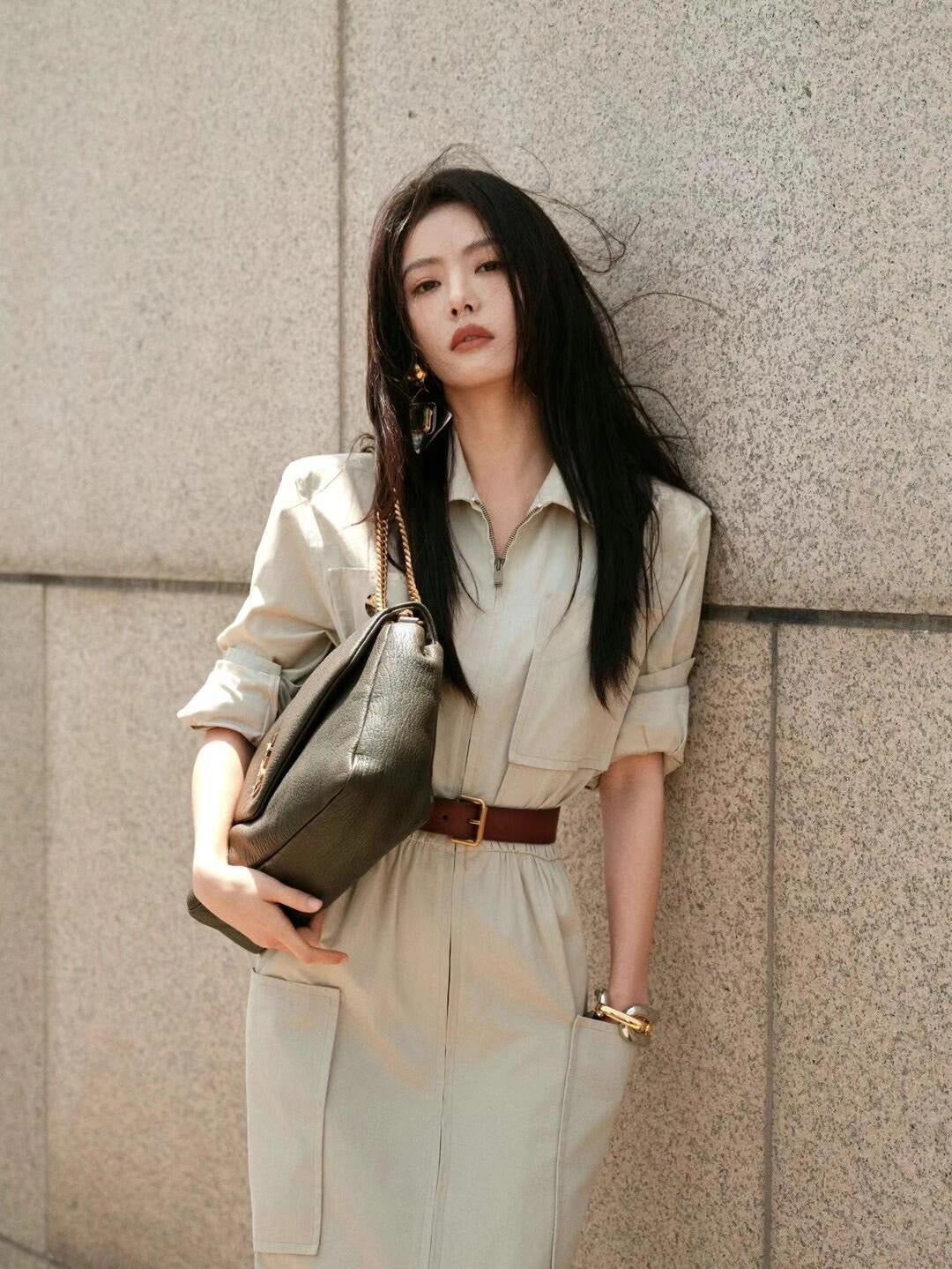 생로랑 칼립소백 그레인 램스킨 라지 (다크 브라운)