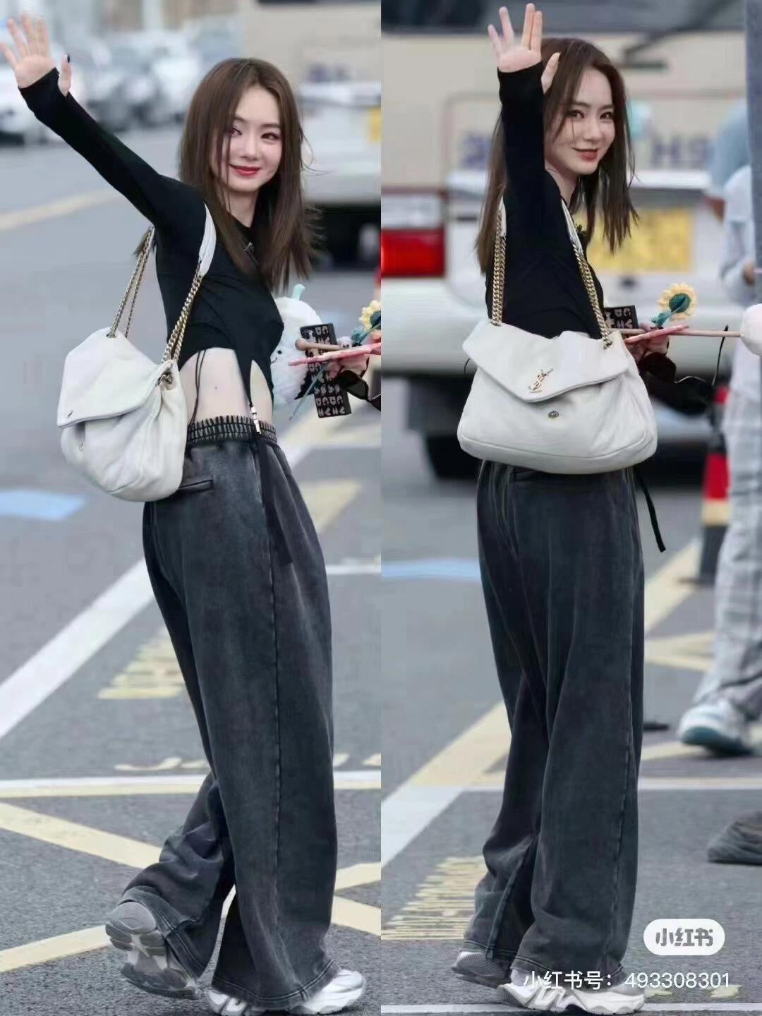 생로랑 칼립소백 그레인 램스킨 라지 (아이보리)