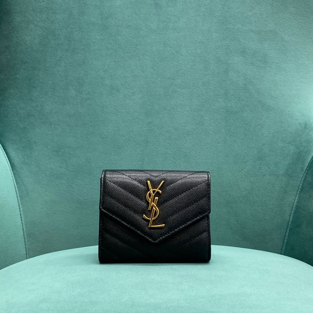 생로랑 마테라쎄 모노그램 컴팩트 3단 지갑