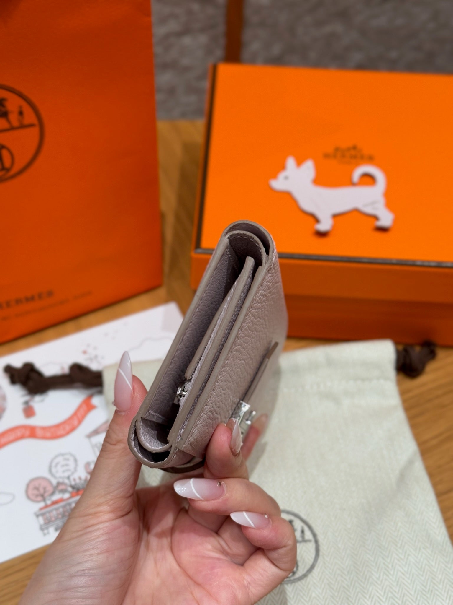 에르메스 베안 콤비 월렛 미조레 은장