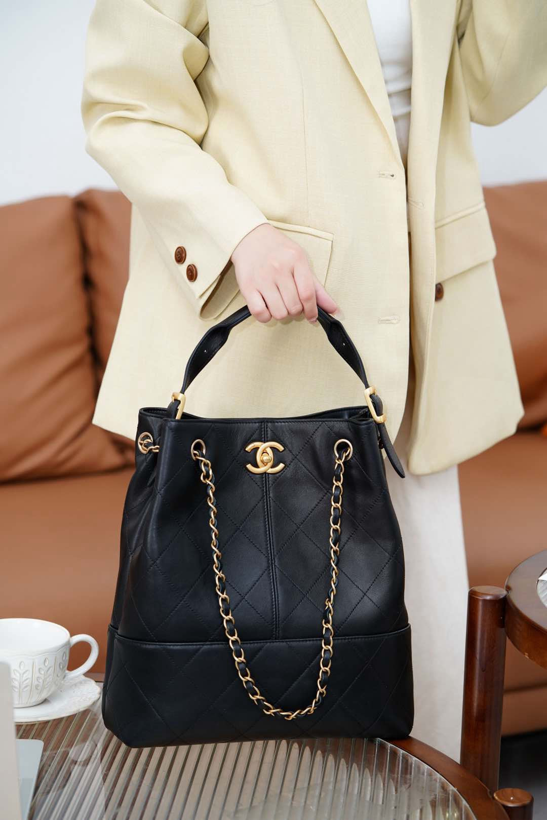 C 25A 레더 쇼핑백 스몰