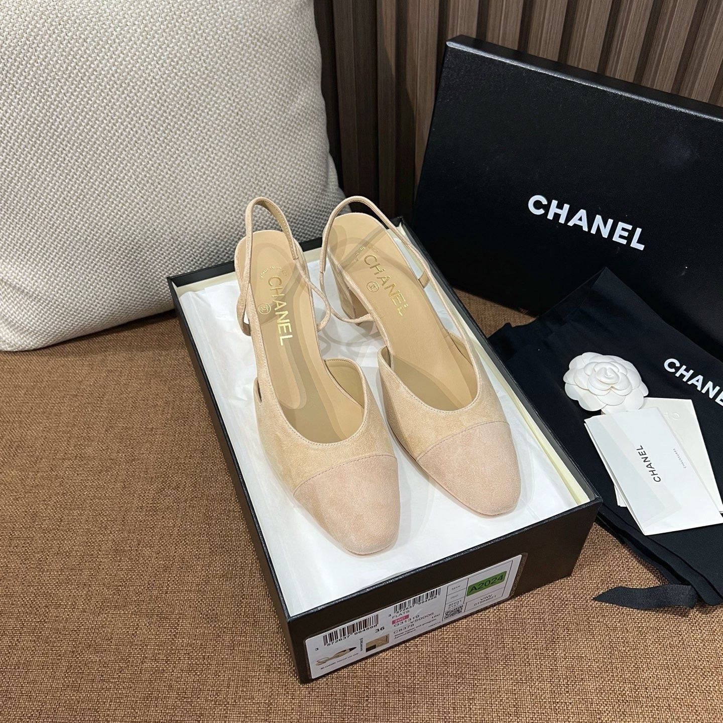 C 스웨이드 슬링백 미드힐