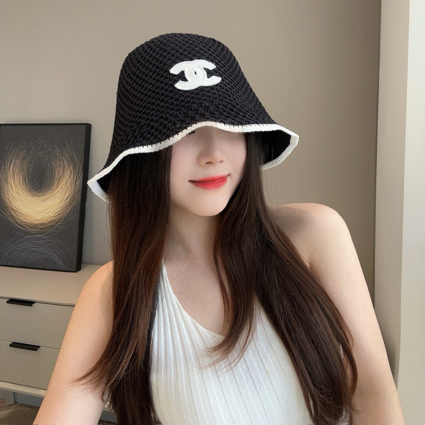 C CC로고 크로셰 버킷햇 벙거지