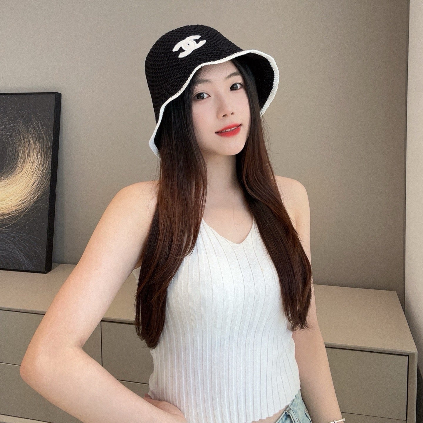 C CC로고 크로셰 버킷햇 벙거지