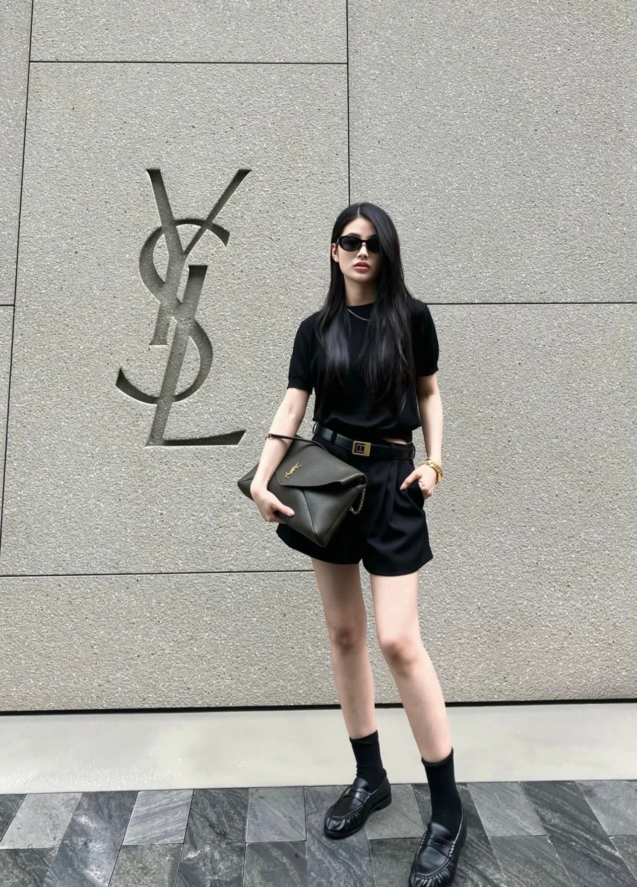생로랑 레더 페니 로퍼