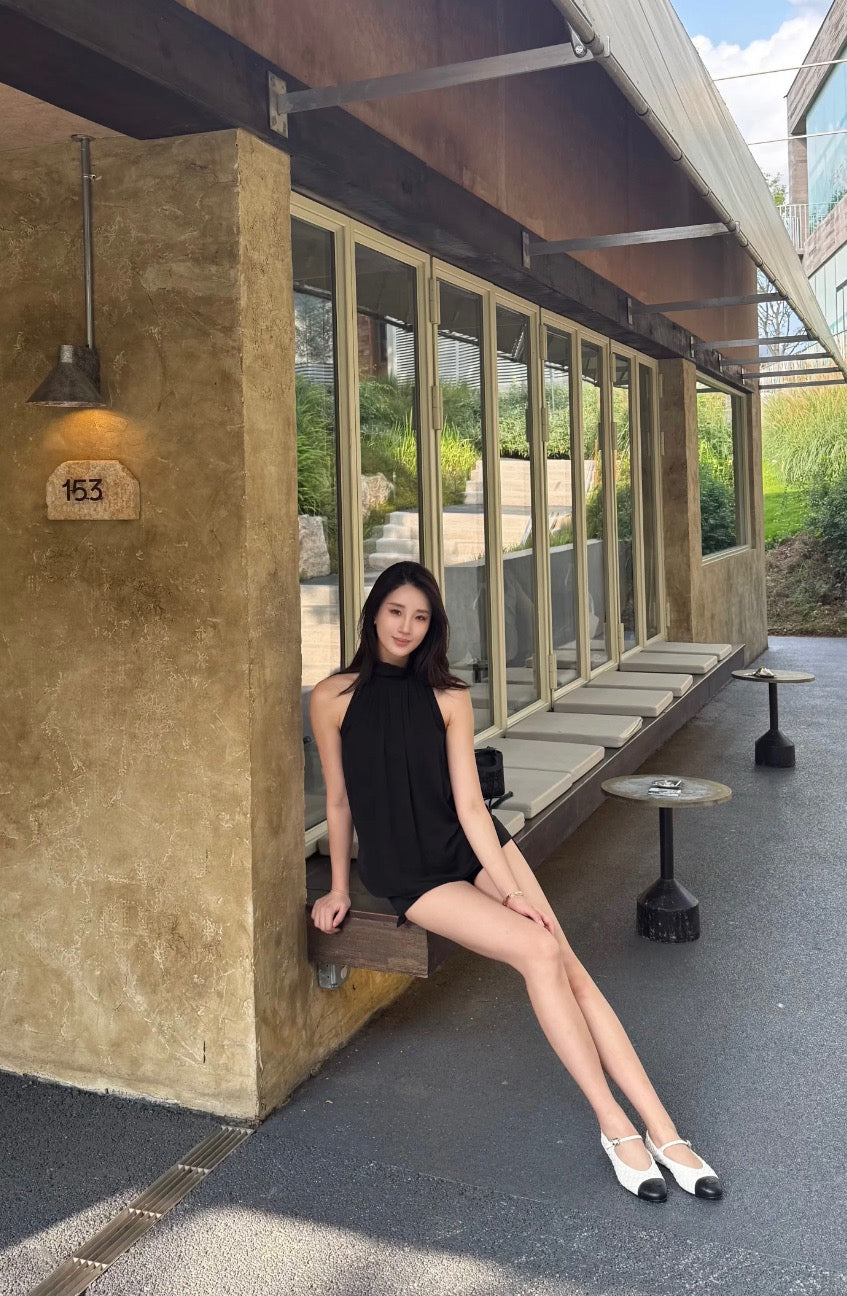 C CC 로고 퀄팅 메리제인 플랫