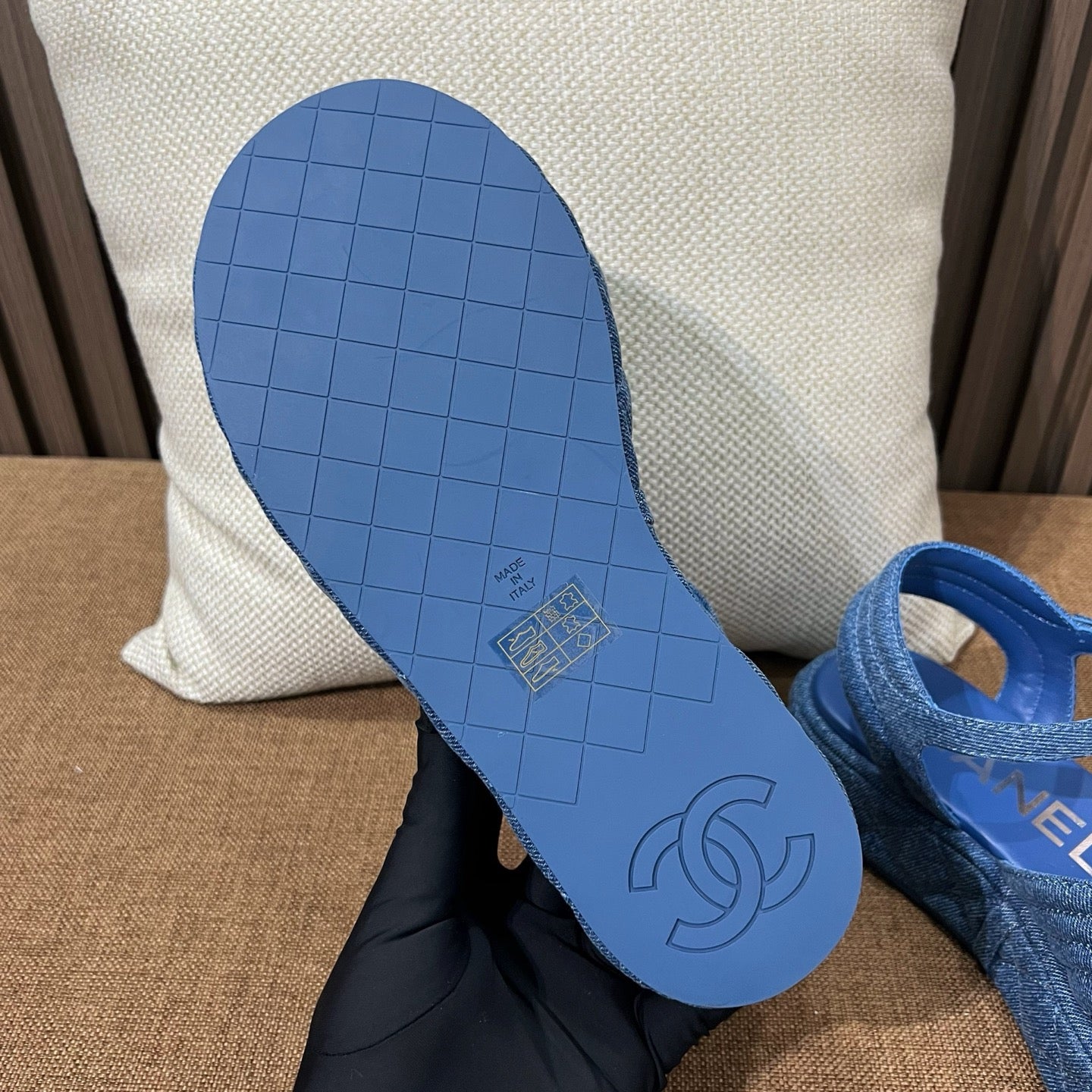 C 25C 데님 스트랩 샌들