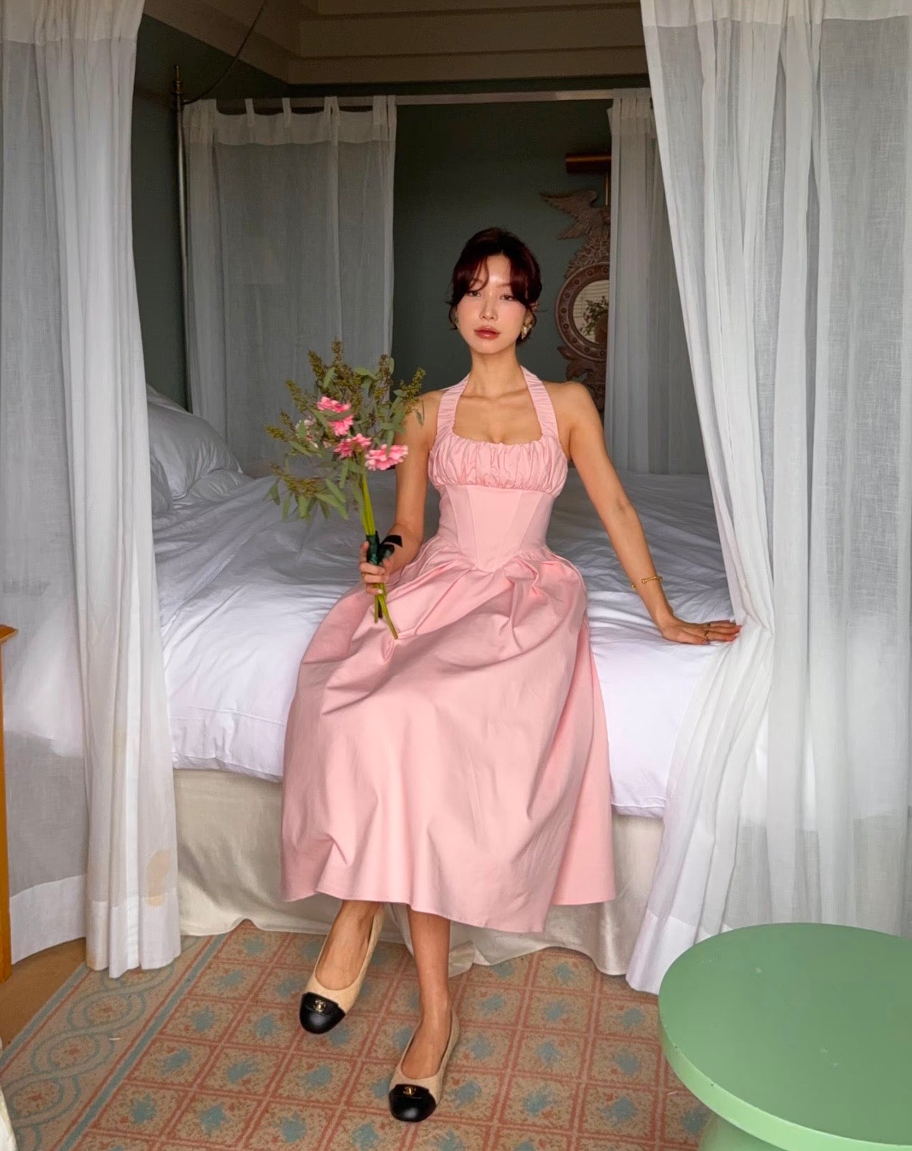 C 24B 턴락 퀄팅 발레리나 플랫 슈즈