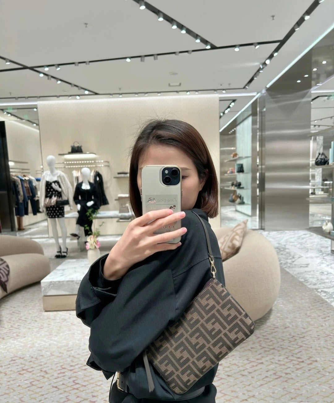 펜디 바게트 패브릭 파우치