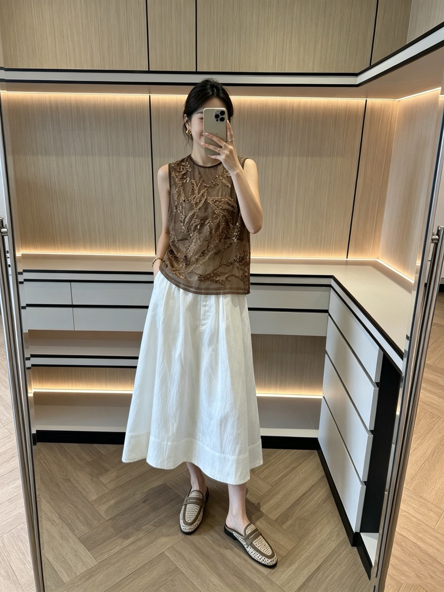 브루넬로 쿠치넬리 핀턱 롱 스커트