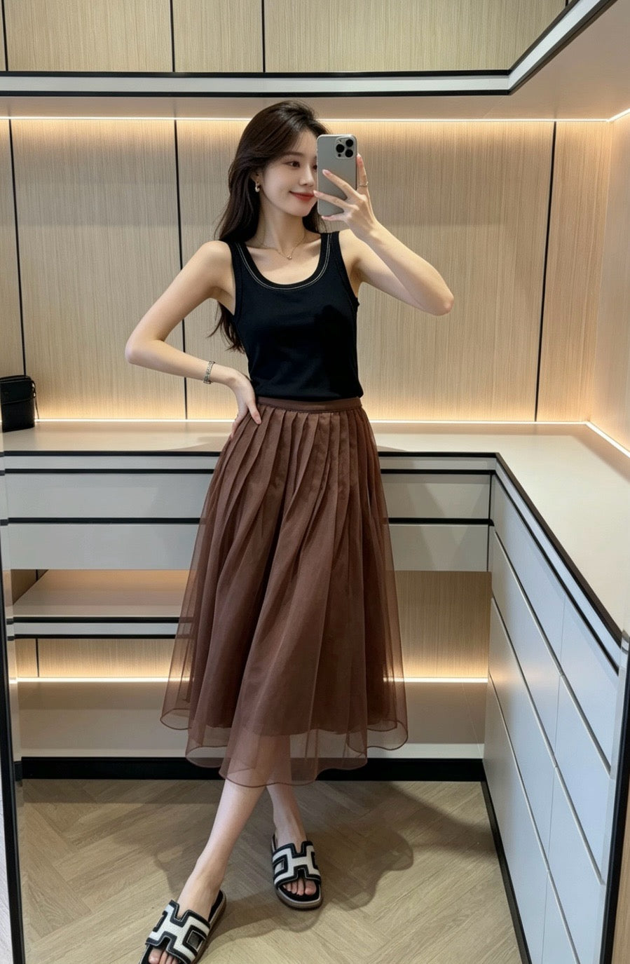 브루넬로 쿠치넬리 실크 샤스커트