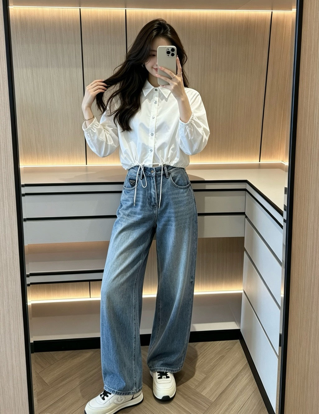 프라다 삼각고로 중청 데님