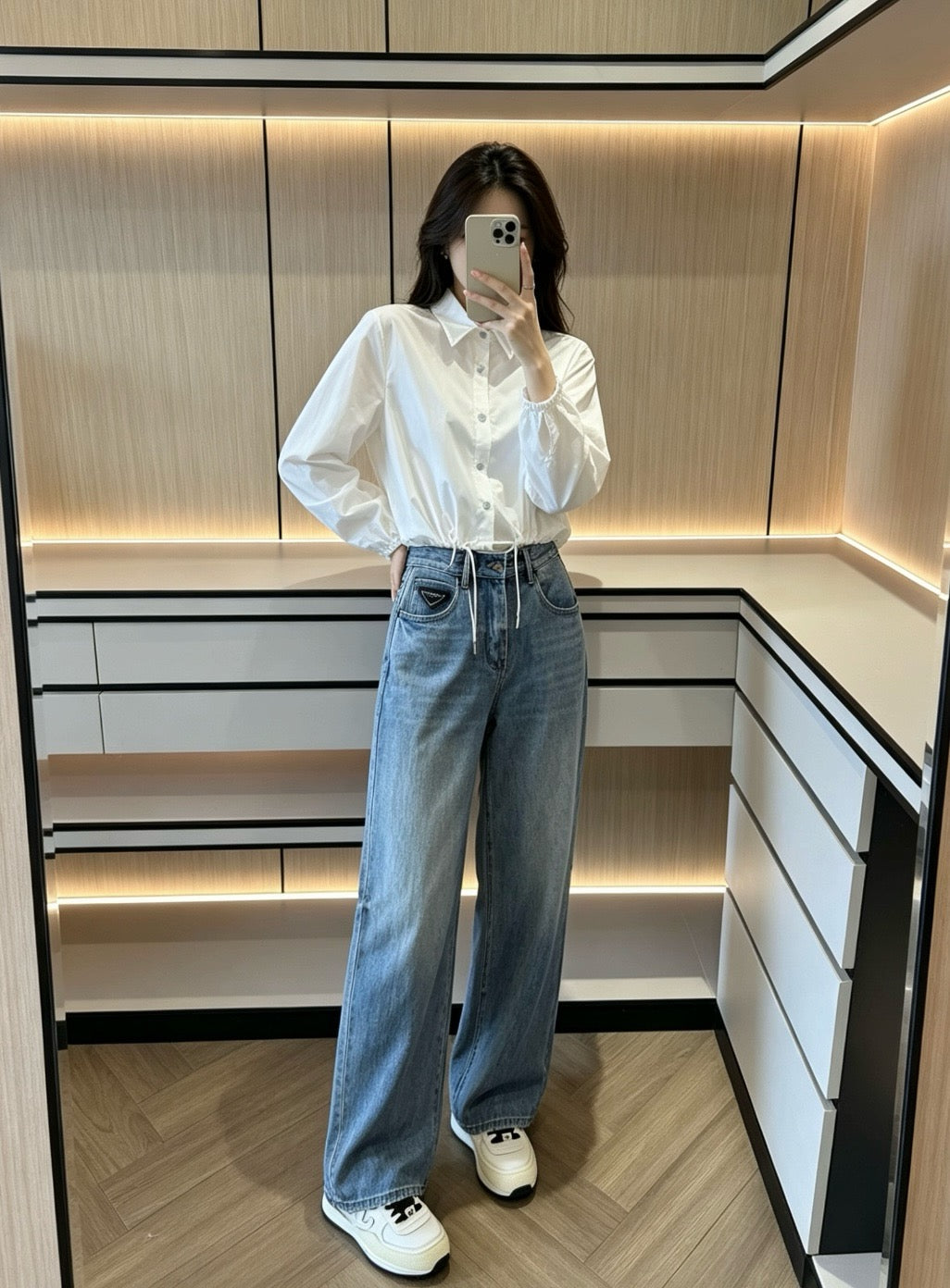프라다 삼각고로 중청 데님