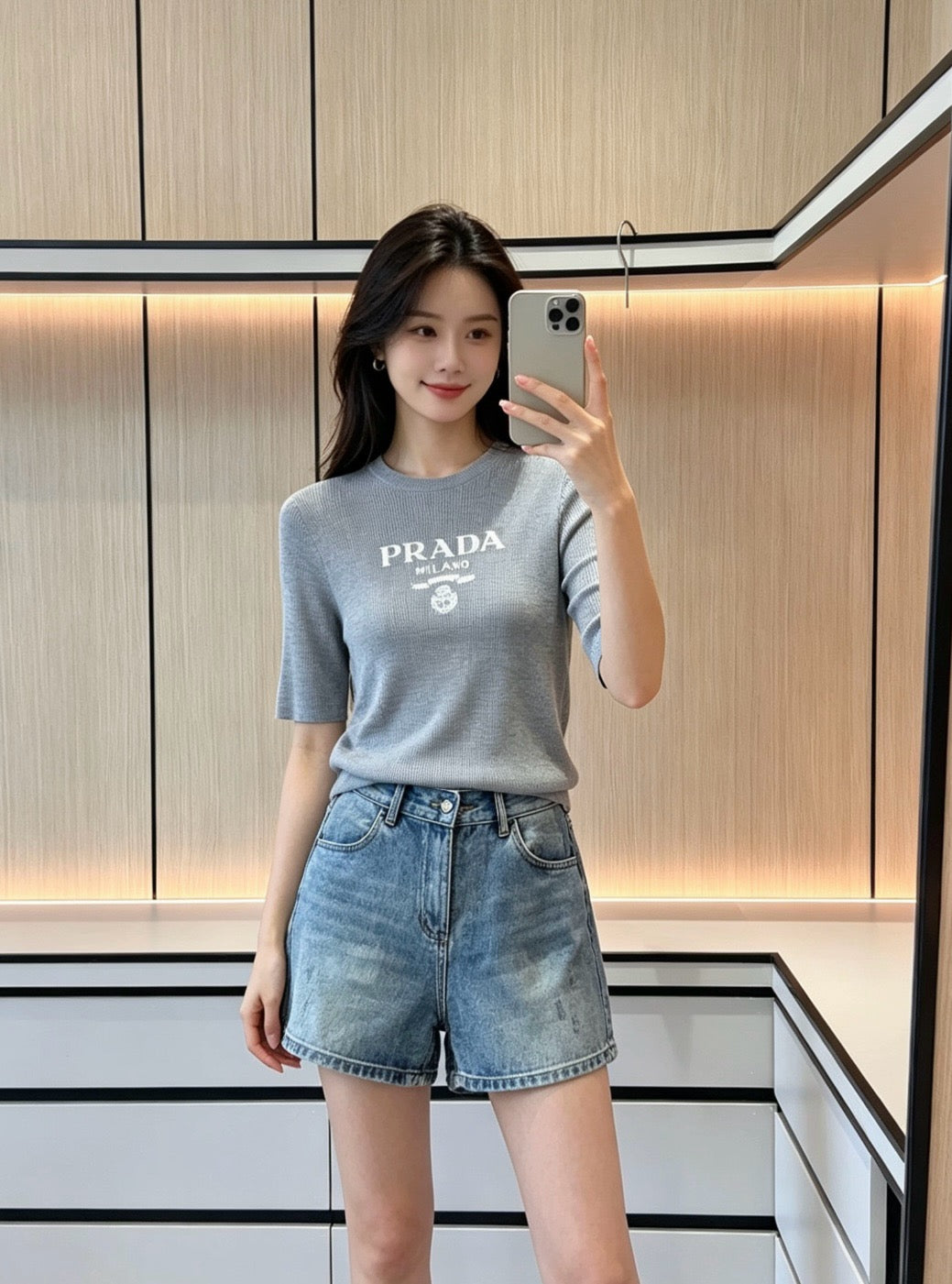 프라다 데님 미니 반바지