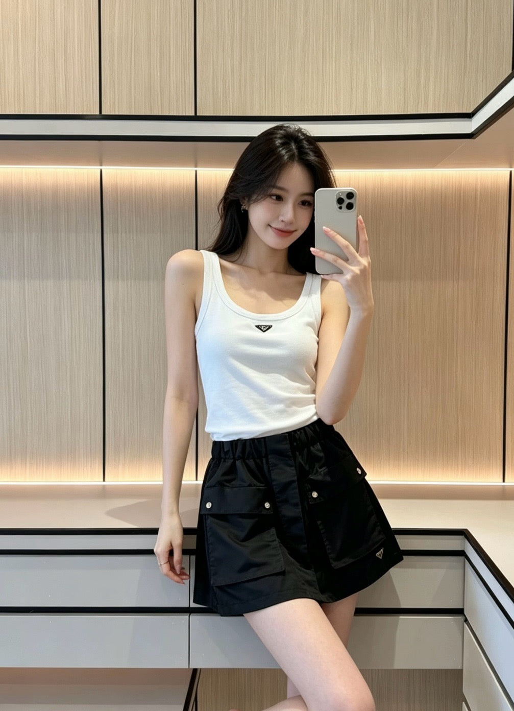 프라다 리나일론 미니 스커트