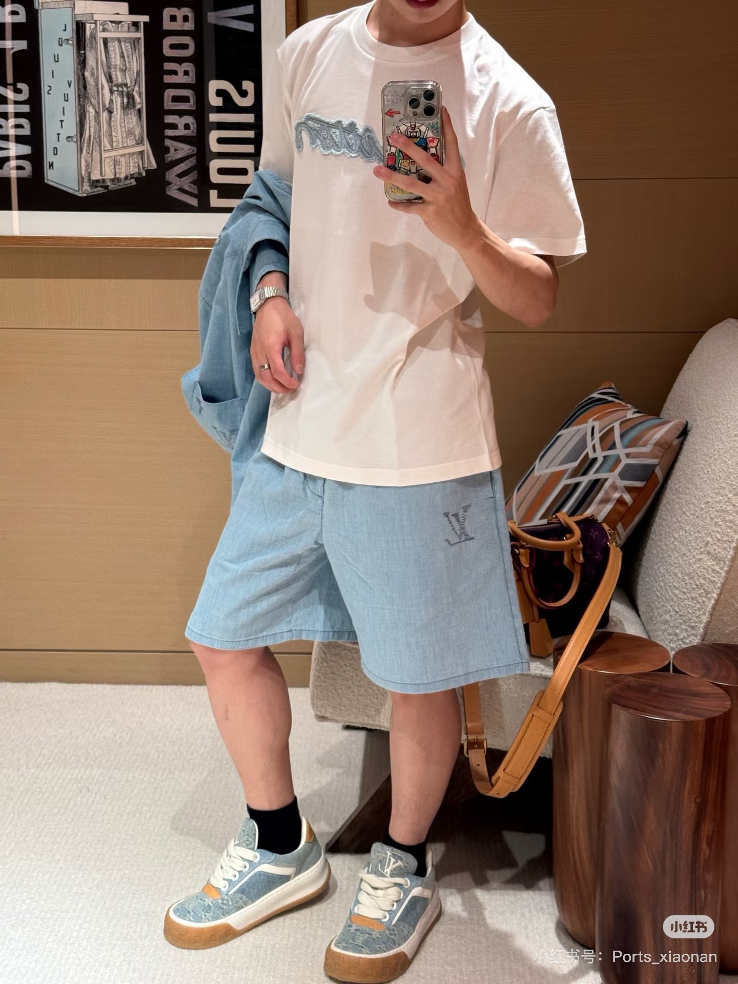 루이비통 데님 로고 티셔츠