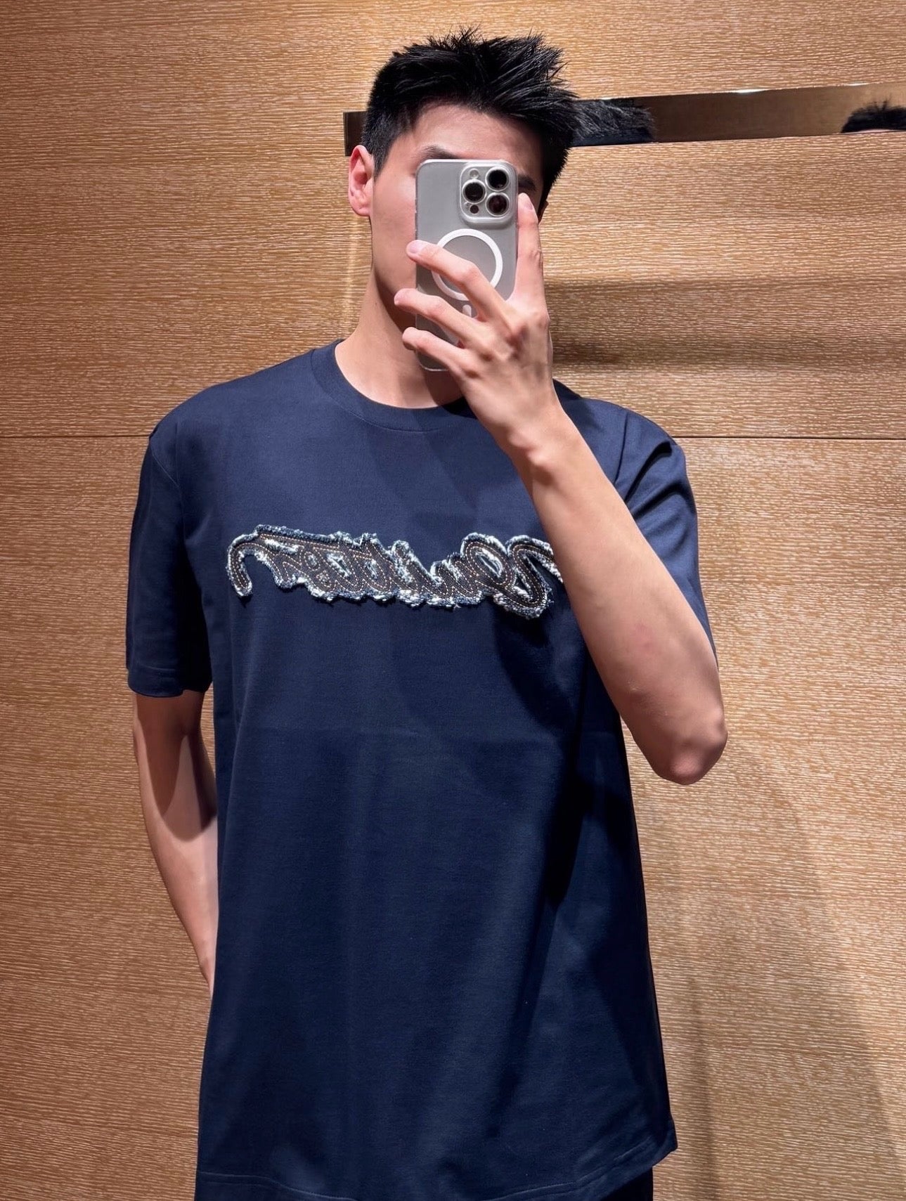 루이비통 데님 로고 티셔츠