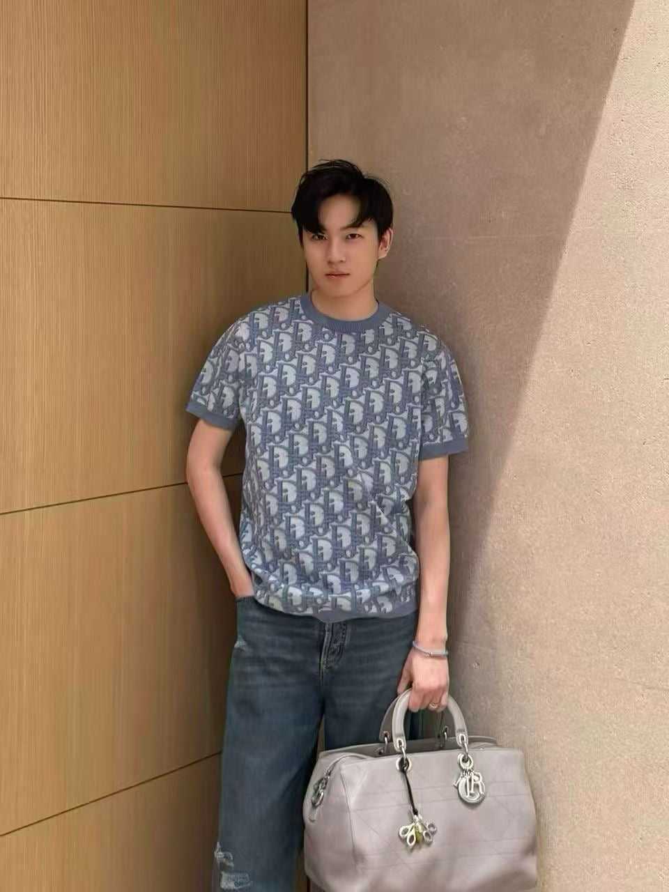 디올 오블리크 자카드 실크 혼방 반팔