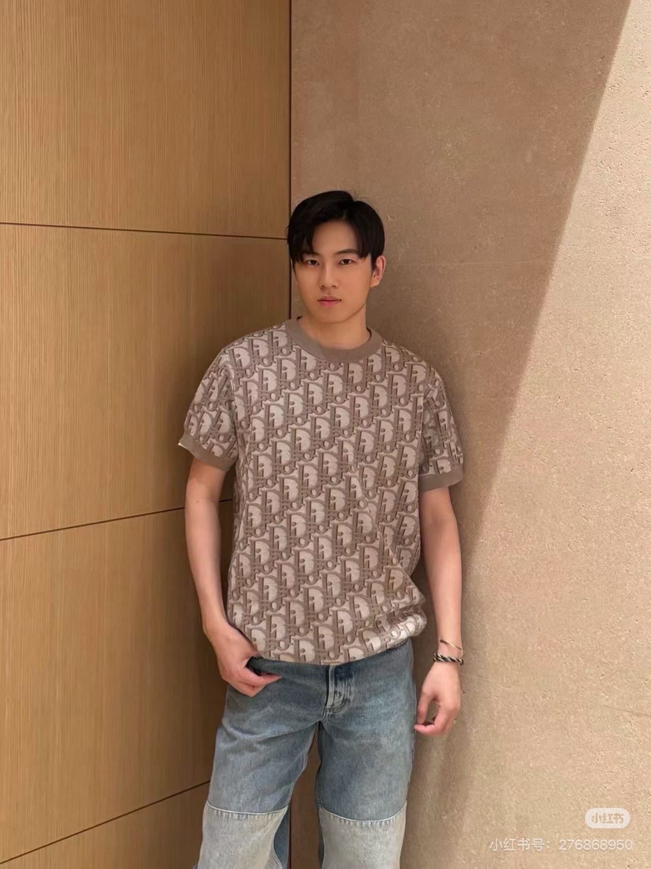 디올 오블리크 자카드 실크 혼방 반팔