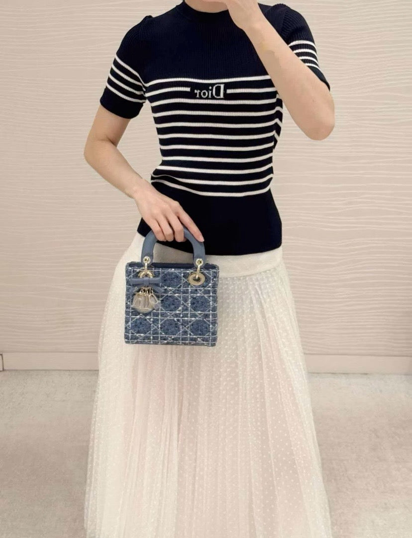 디올 디올리비에라 반소매 피티드 스웨터