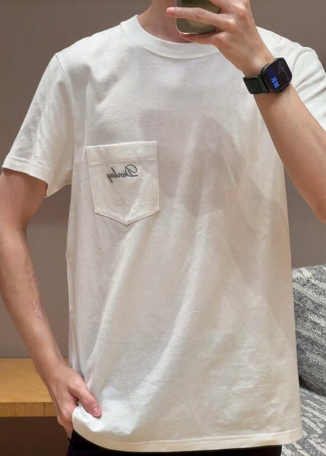 디올 코튼 포켓 자수 티셔츠