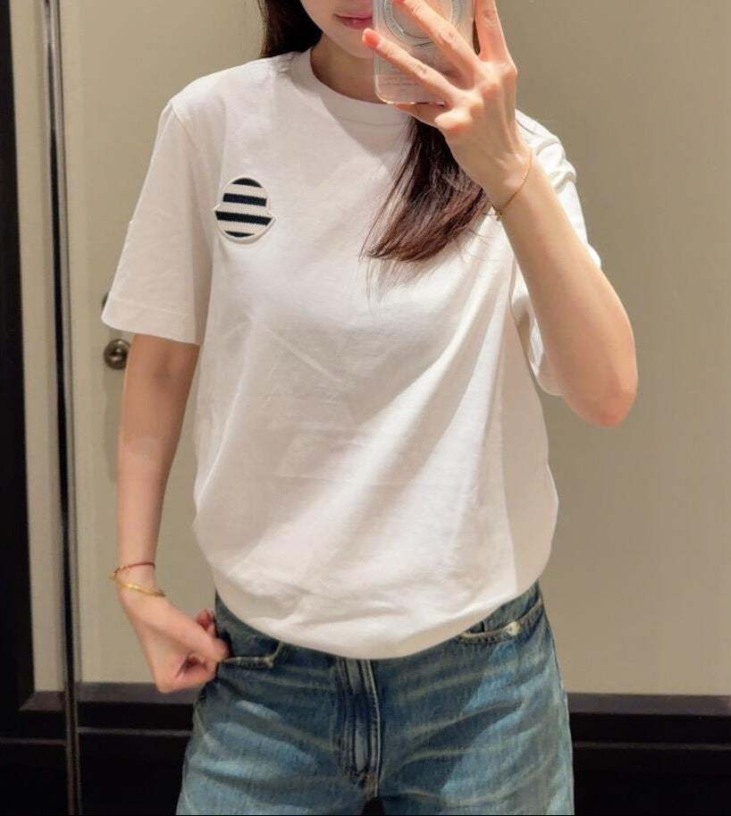 M 스트라이프 마린 패치 티셔츠