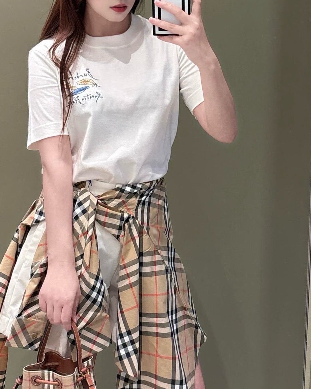 버버디 페더 프린트 코튼 티셔츠