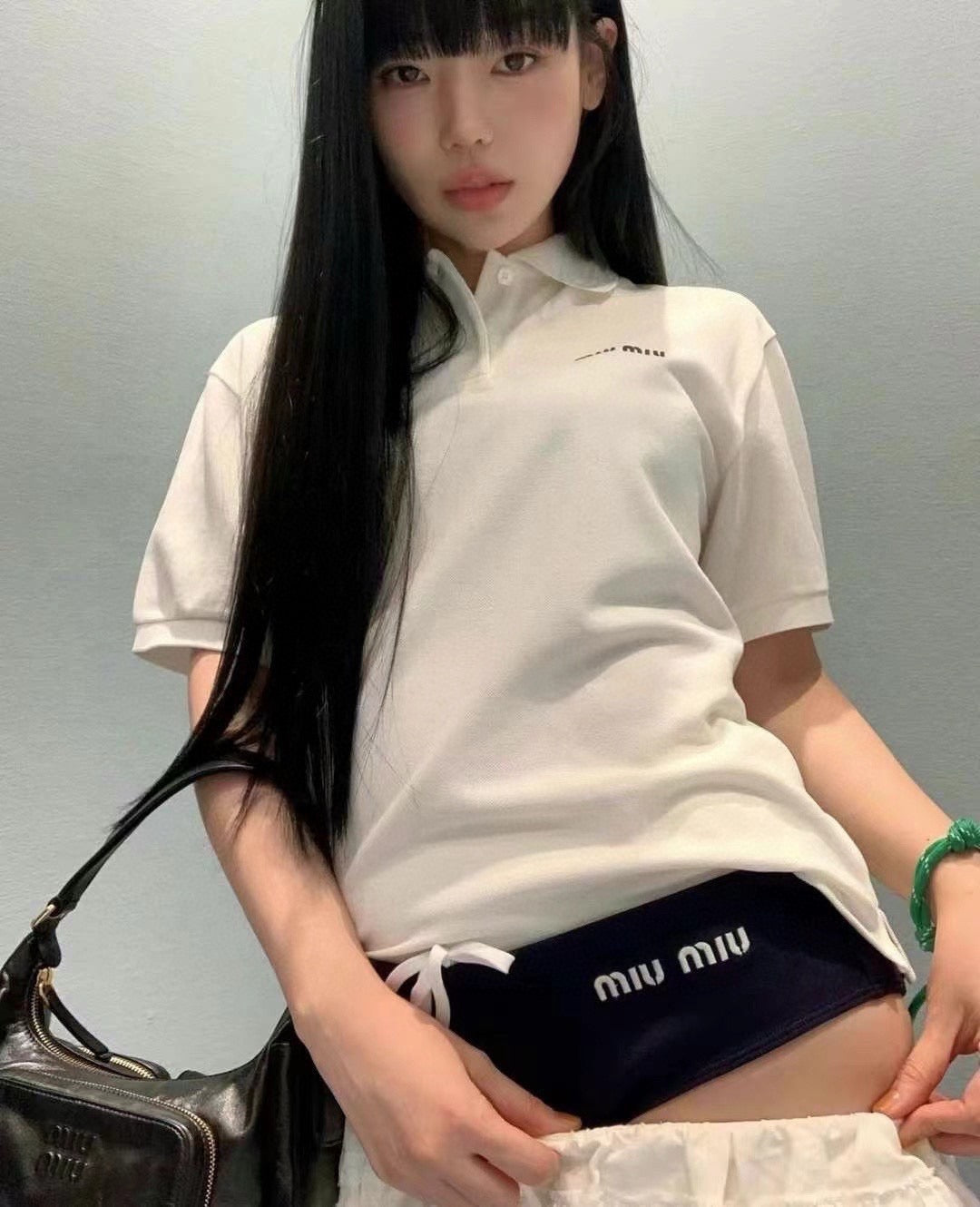 미우미우 코튼 피케 폴로 셔츠