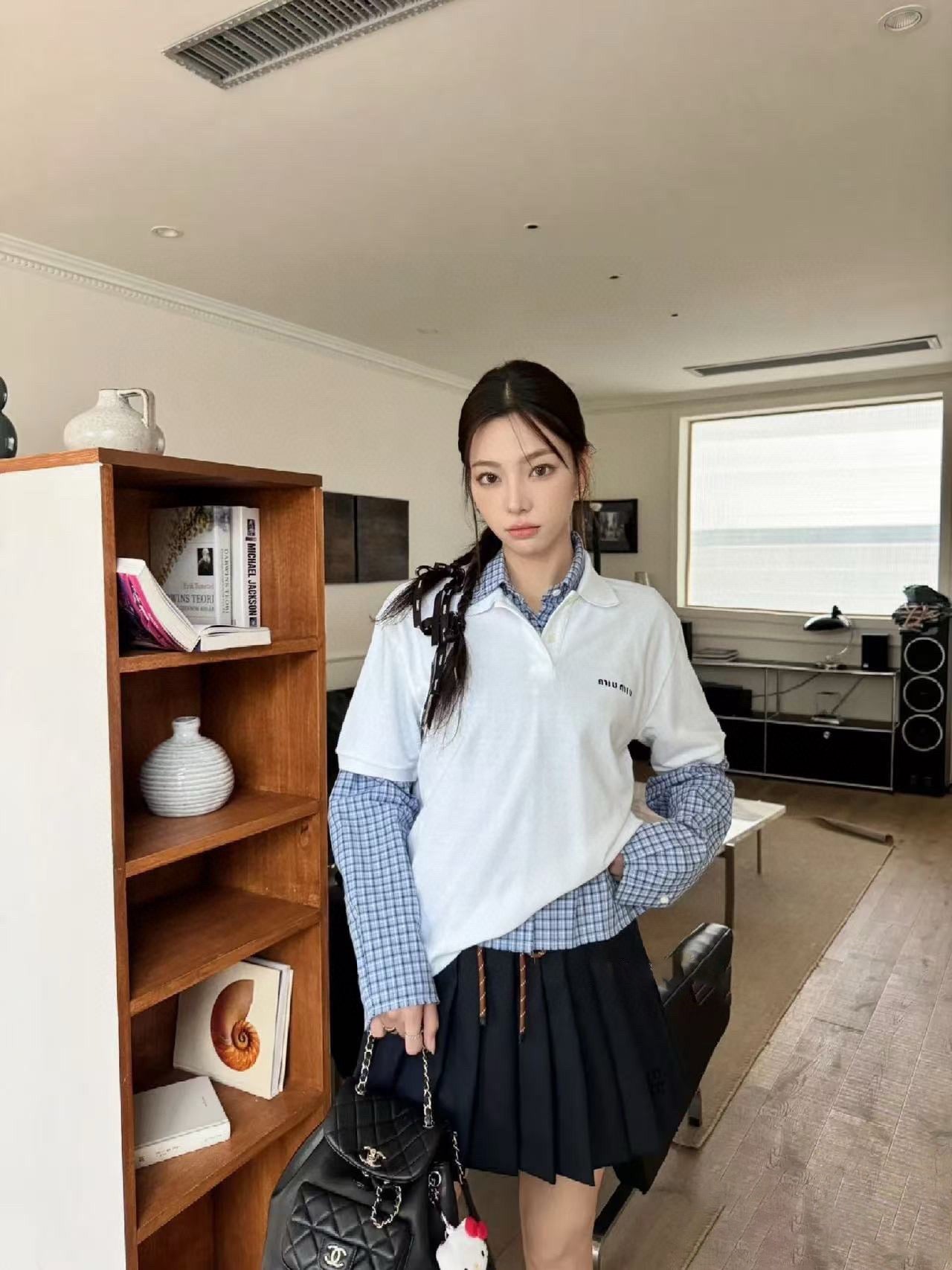 미우미우 코튼 피케 폴로 셔츠