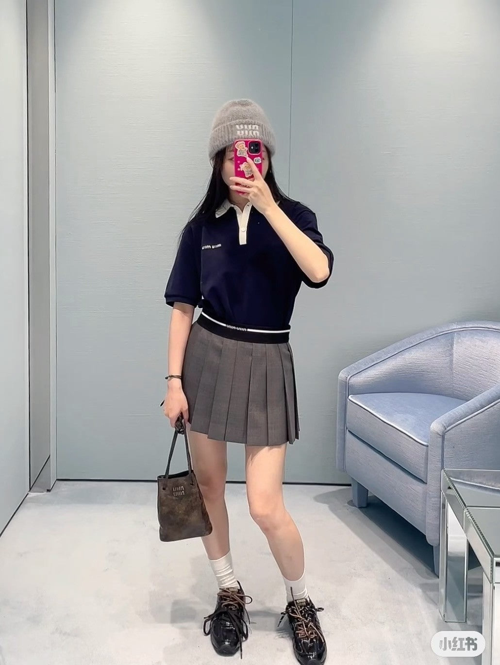 미우미우 카라 배색 폴로 셔츠