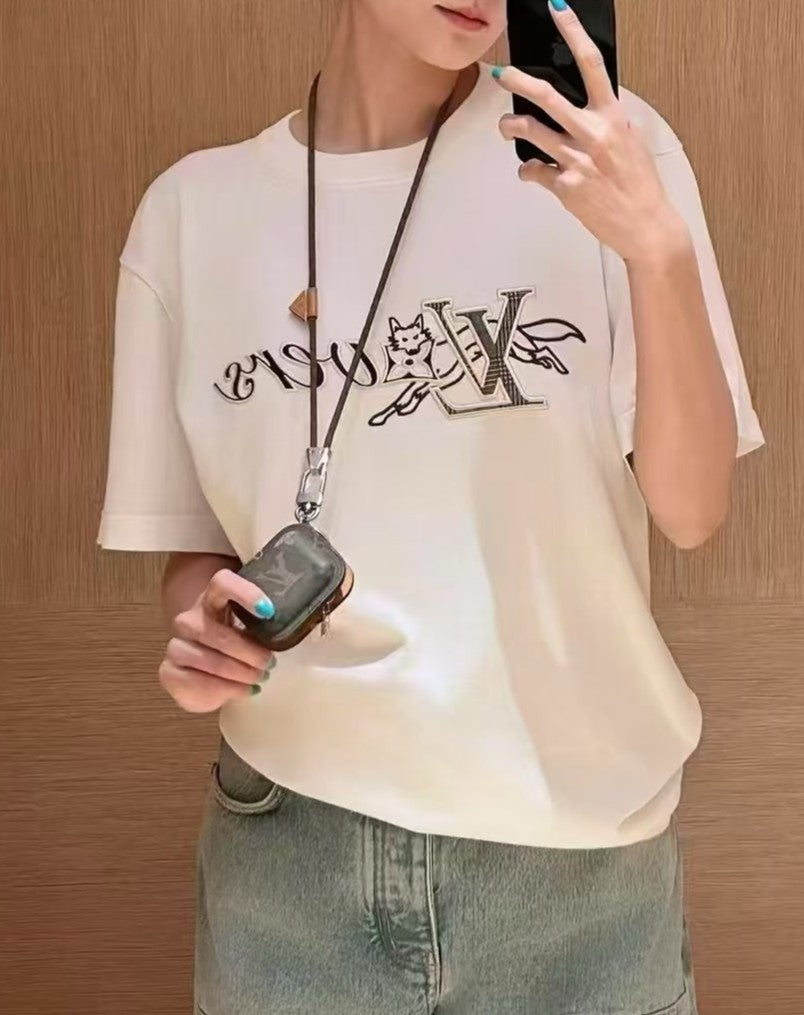 루이비통 폭스 쇼트 슬리브드 크루넥