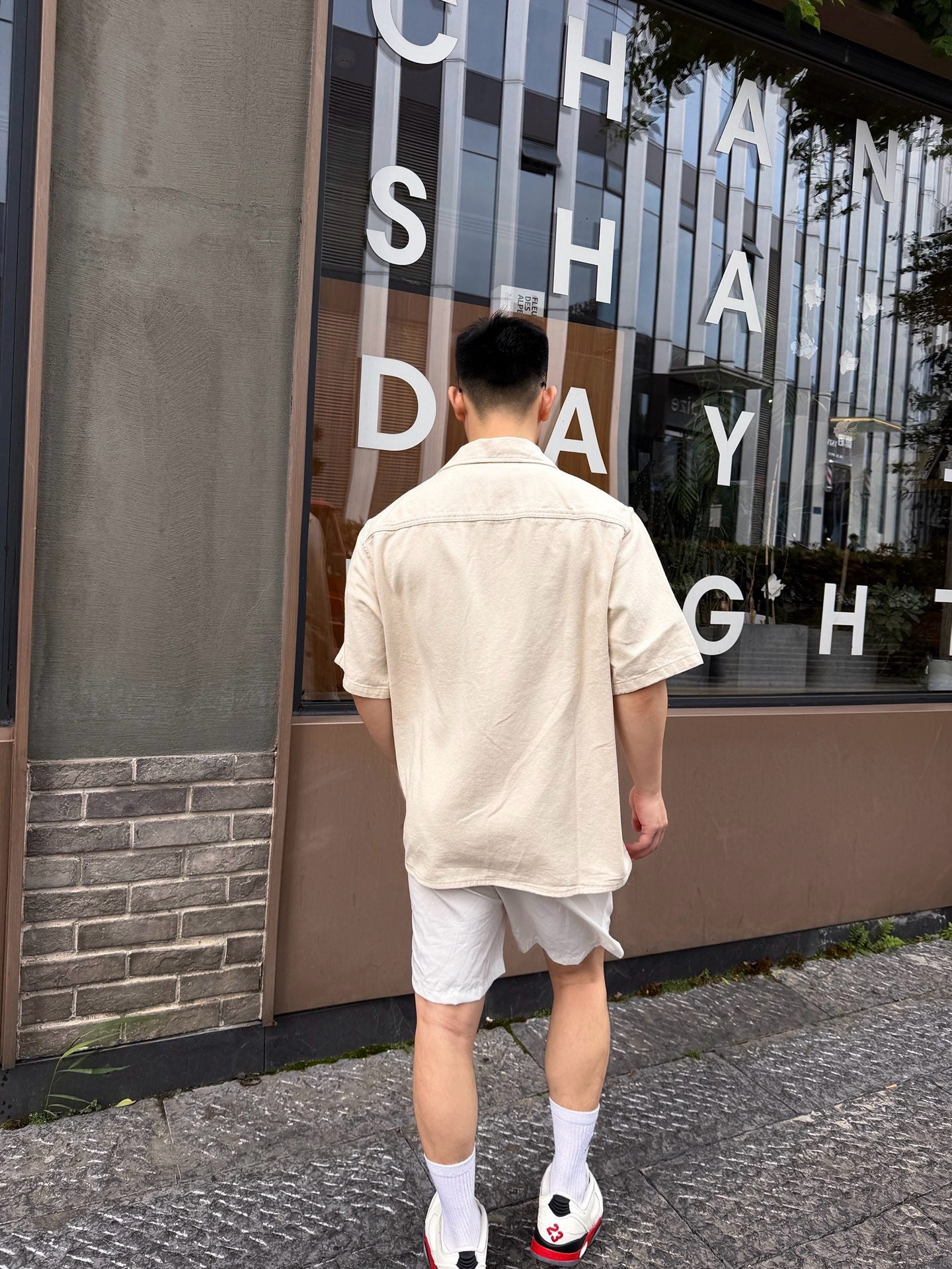 발렌티노 가라바니 베이지 코튼 셔츠