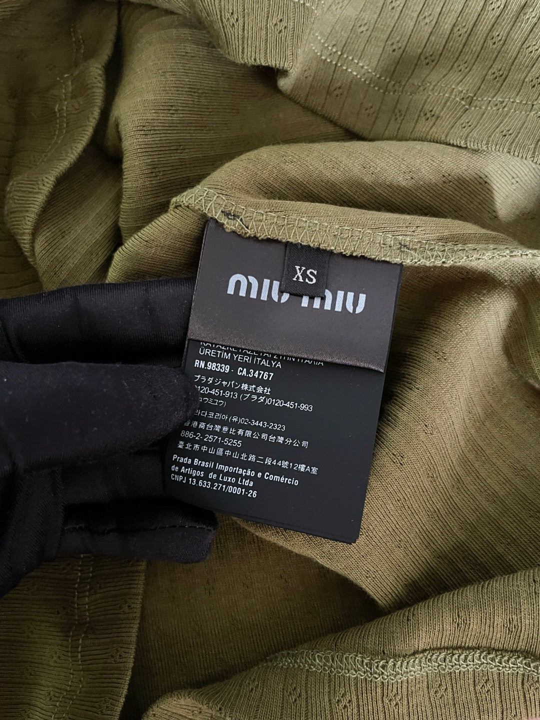미우미우 가먼트 다이드 코튼 미니 드레스