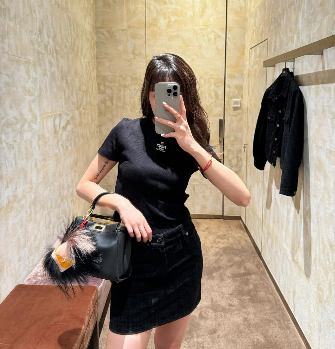 펜디 블랙 코튼 스웨터