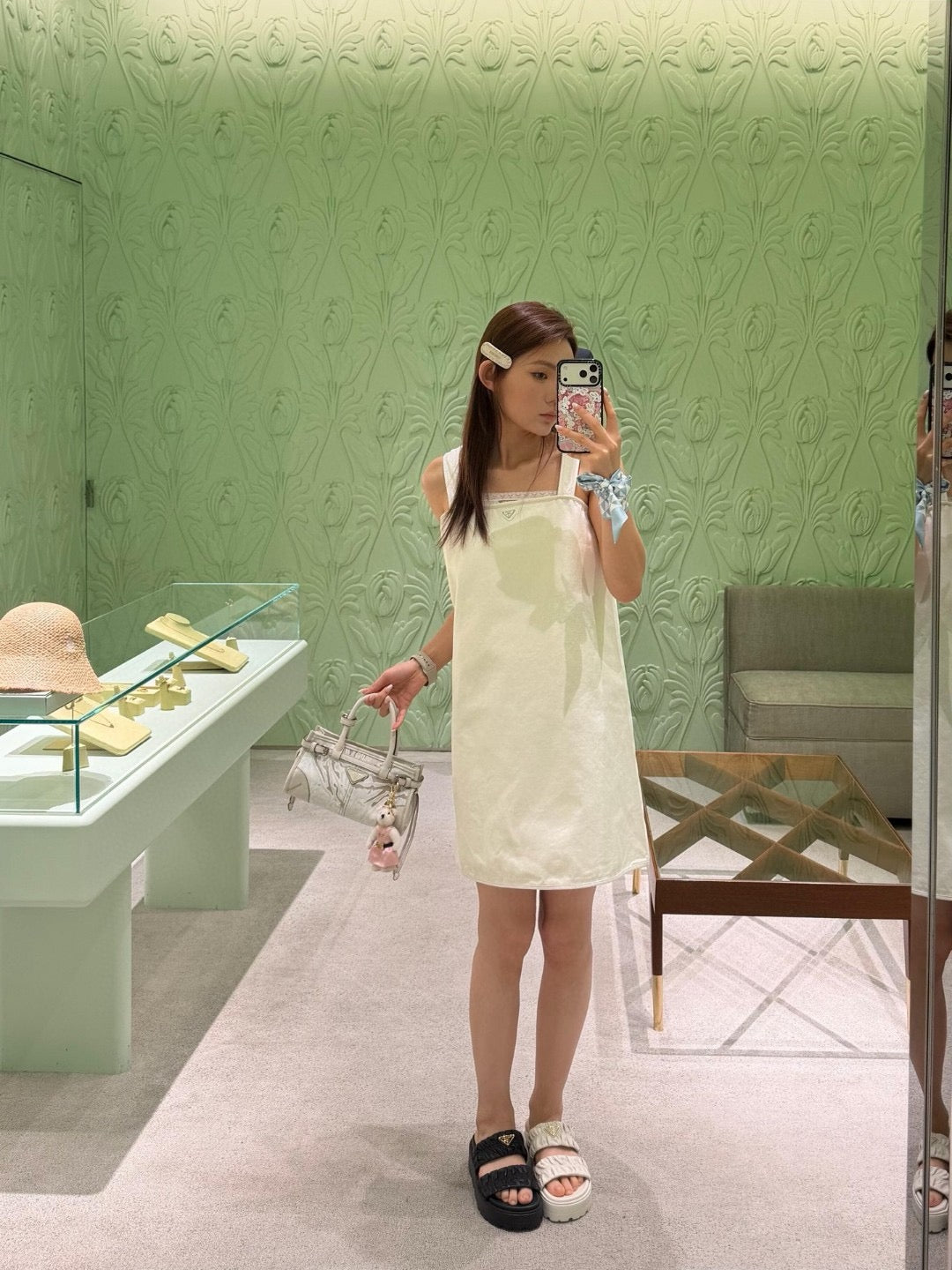 프라다 올드 데님 미니 드레스
