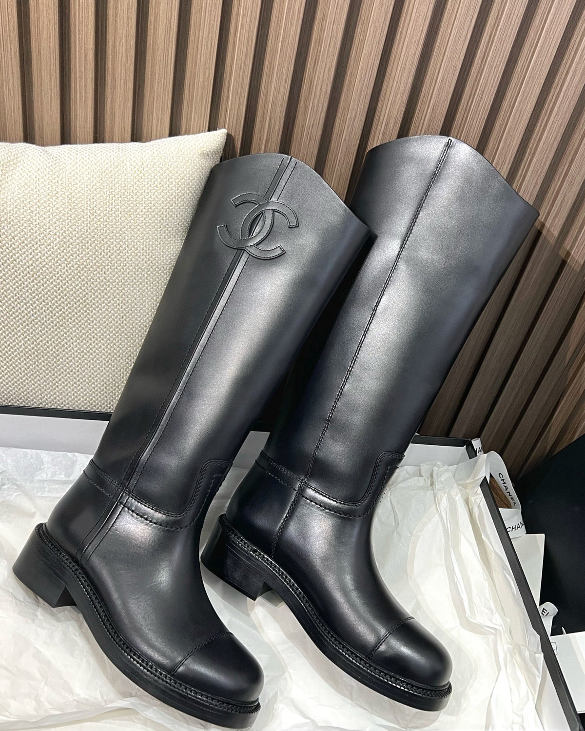 C 24P 레더 롱 부츠
