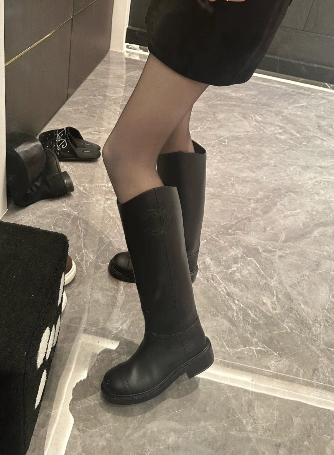 C 24P 레더 롱 부츠